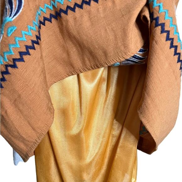 THML Mustard Halter Mini A-Line Dress with Embroidered Detail Size Small - Picture 7 of 11